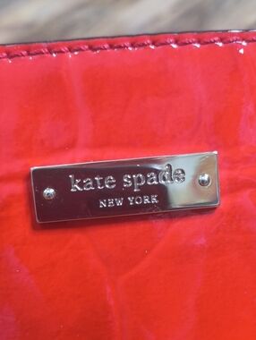 Kate Spade Red Patent Hand Bag With Dual Chain Handles